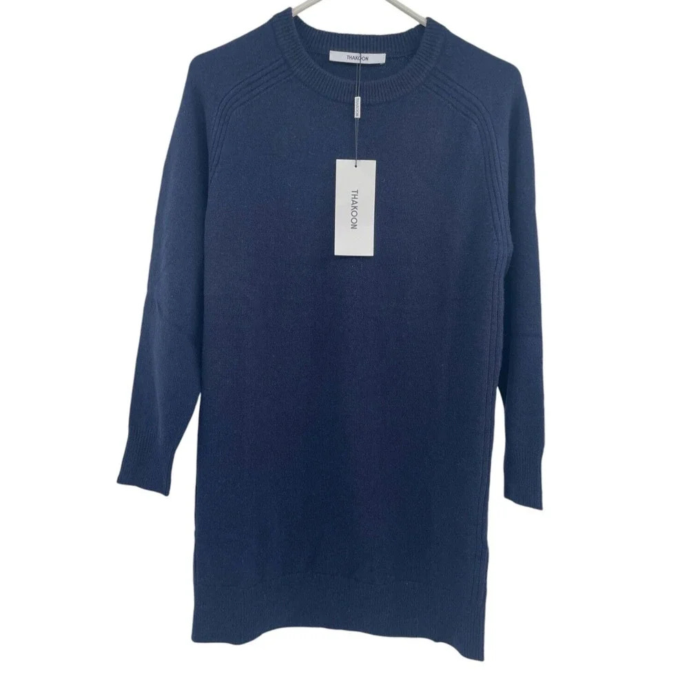 Thakoon Womens Midnight Navy Wool Sweater Dress Long Sleeve Size XS NWT
